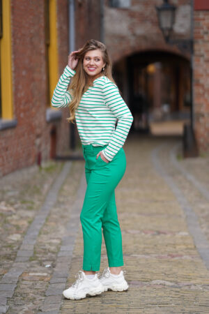 Ga door vragenlijst Rijk Red Button lange mouw streep shirt Terry stripe green - groen/ecru - Muts  Fashion